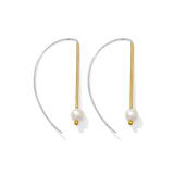Two-Tone Freshwater Pearl Hook Earrings-0