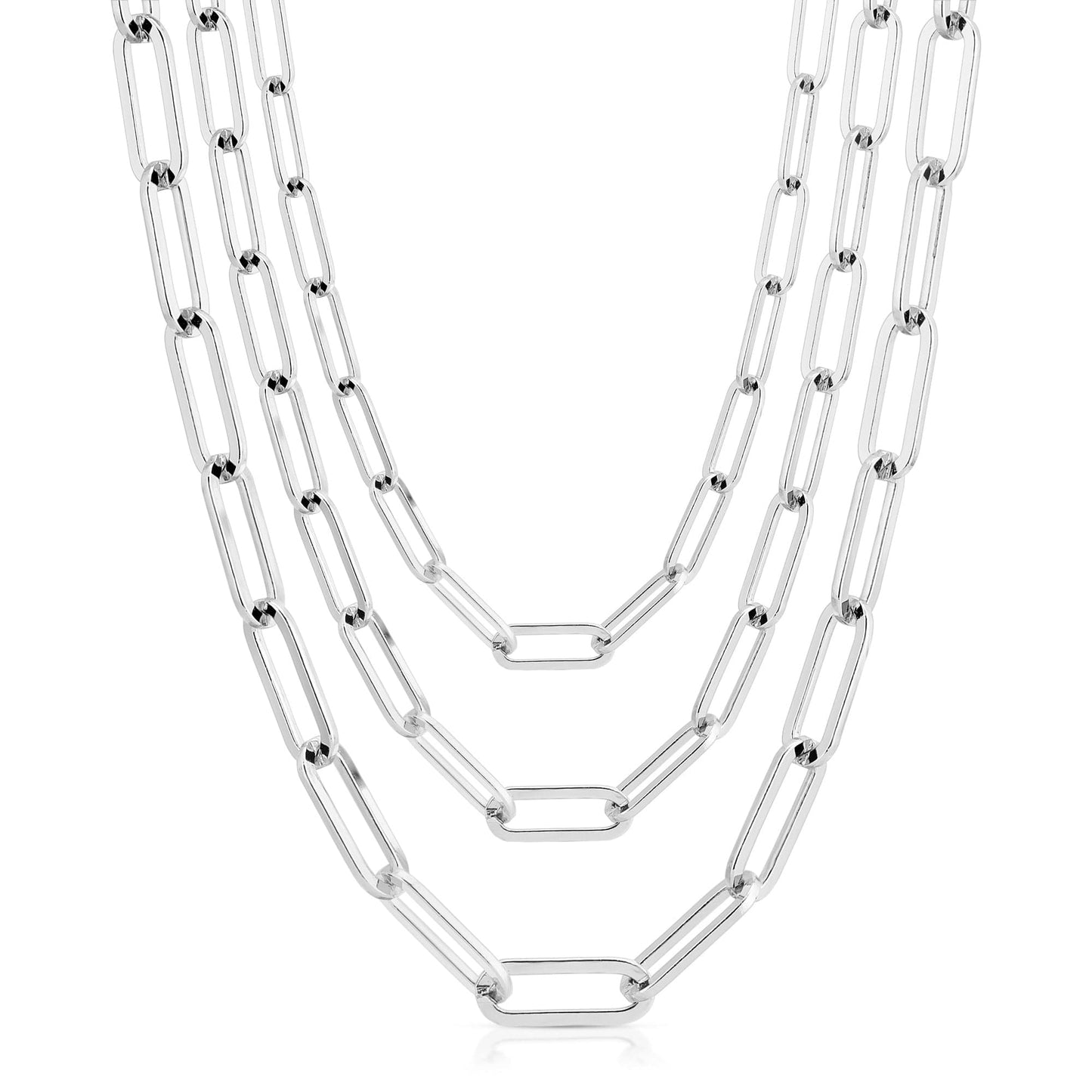 6.5mm Triple Large Elongated Link Chain Necklace