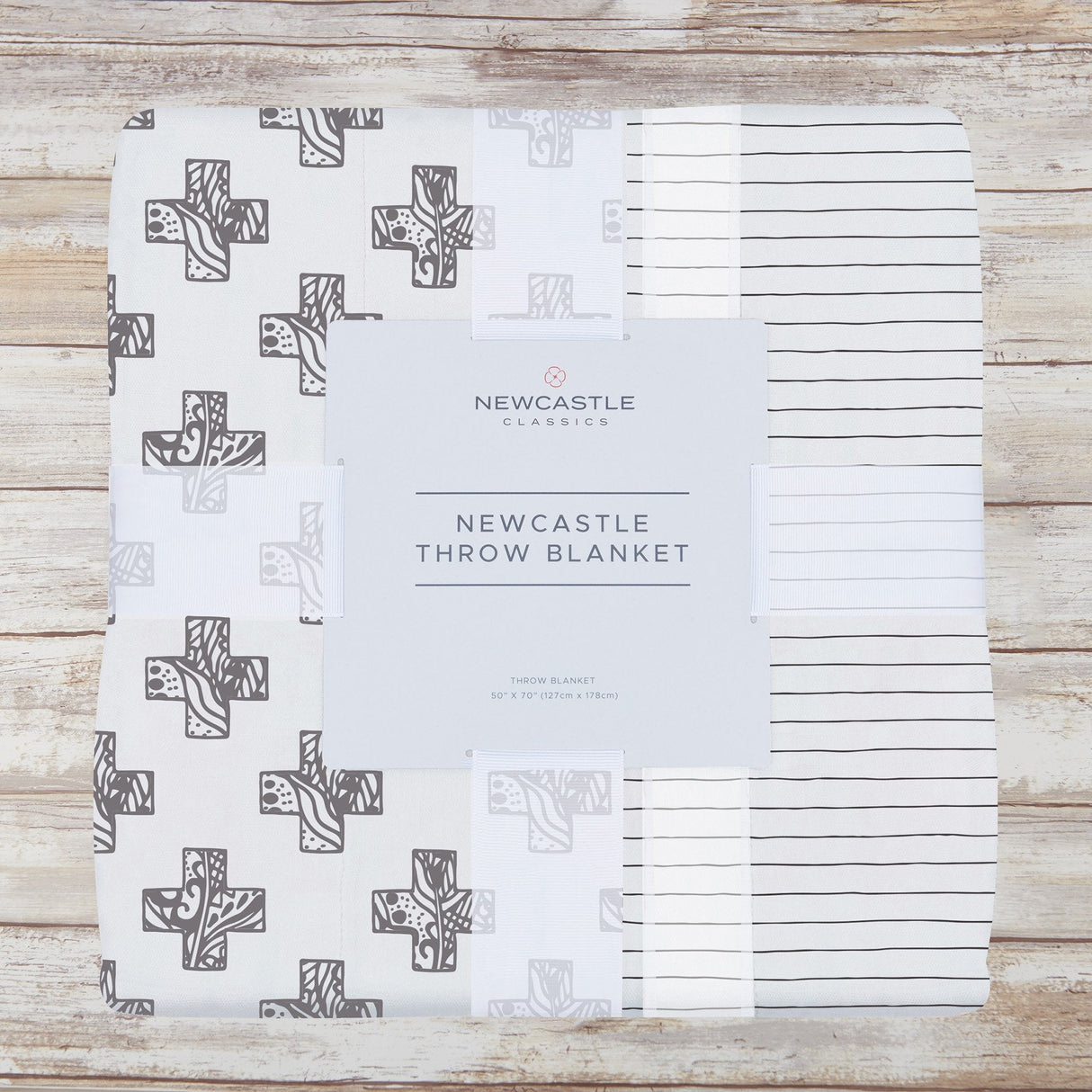Nordic Stamp and Pencil Stripe Bamboo Muslin Newcastle Throw Blanket-1