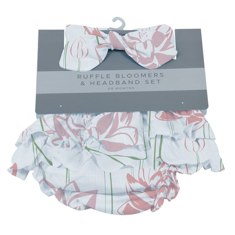 Baby Ruffle Bloomers & Headband Set | Water Lily -0