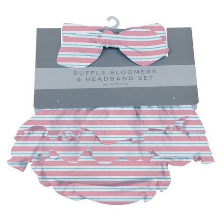 Candy Stripe Ruffle Bamboo Bloomer Headband Set-0
