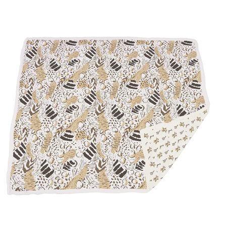 Hungry Giraffe and Animal Print Bamboo Muslin Newcastle Blanket-1