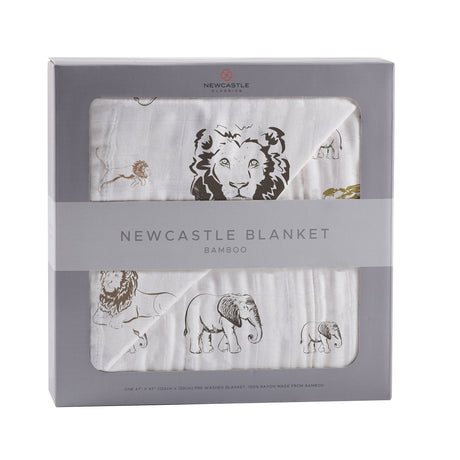 Hear Me Roar Lion and Rhinos and Elephants Bamboo Newcastle Blanket-0