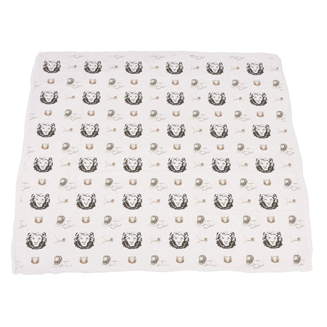 Hear Me Roar Lion and Rhinos and Elephants Bamboo Newcastle Blanket-3