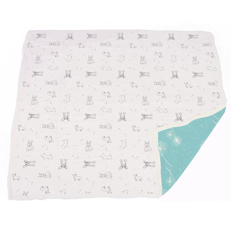 Corgi and Dandelion Seeds Bamboo Muslin Newcastle Blanket-2