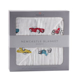 Vintage Muscle Cars and Motorcycles Bamboo Muslin Newcastle Blanket-0