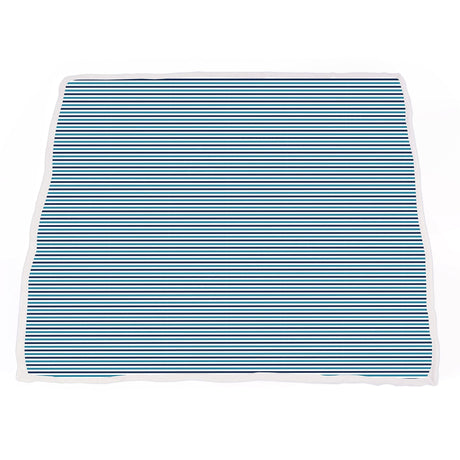 Vintage Steam Trains and Blue Stripe Bamboo Muslin Newcastle Blanket-3