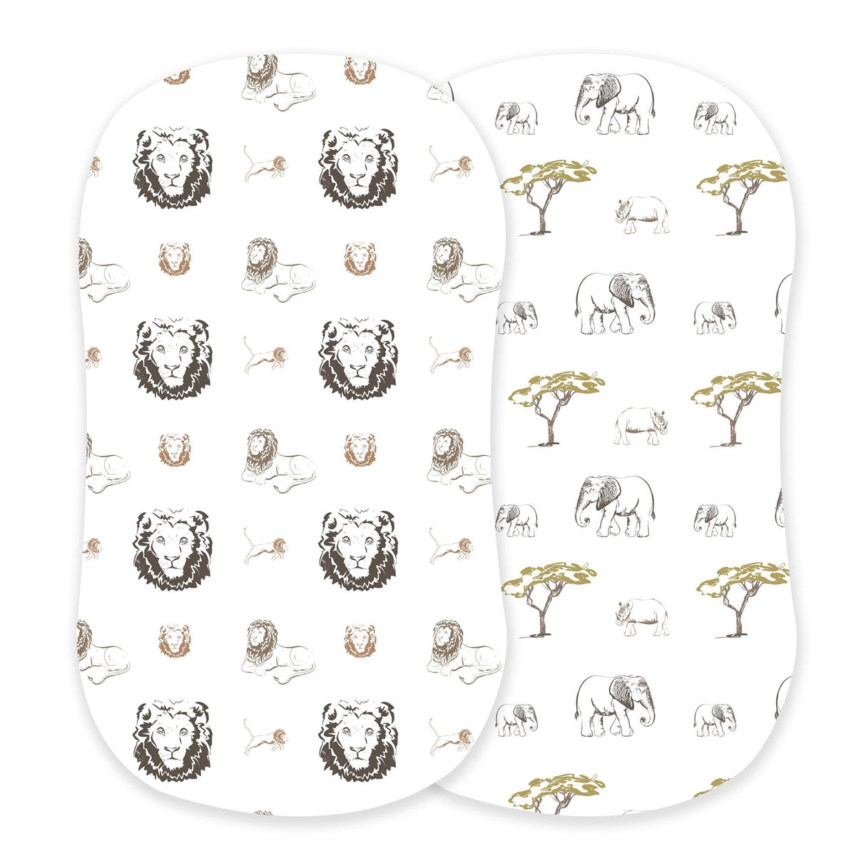 Hear Me Roar Lion and Rhinos and Elephants Bamboo Changing Pad Cover/Bassinet Sheets-0