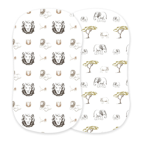 Hear Me Roar Lion and Rhinos and Elephants Bamboo Changing Pad Cover/Bassinet Sheets-0