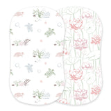 Turtles and Water Lily Bamboo Changing Pad Cover/Bassinet Sheets-0