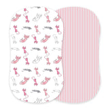 Playful Kitty and Candy Stripe Bamboo Changing Pad Cover/Bassinet Sheets-0