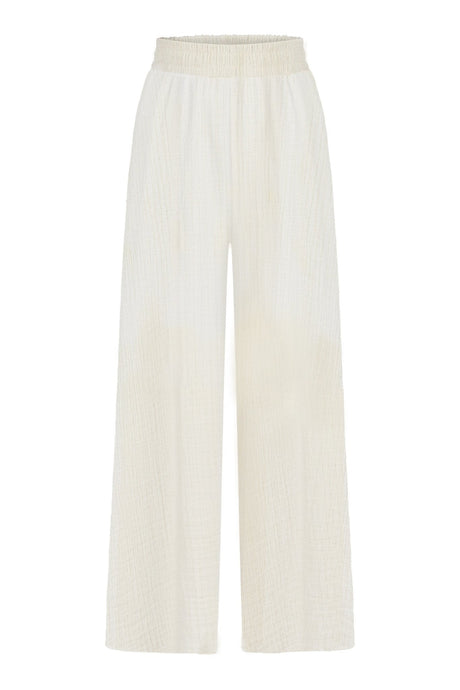 Skye Palazzo Pants - Natural With Gold Stripes - Sumiye Co