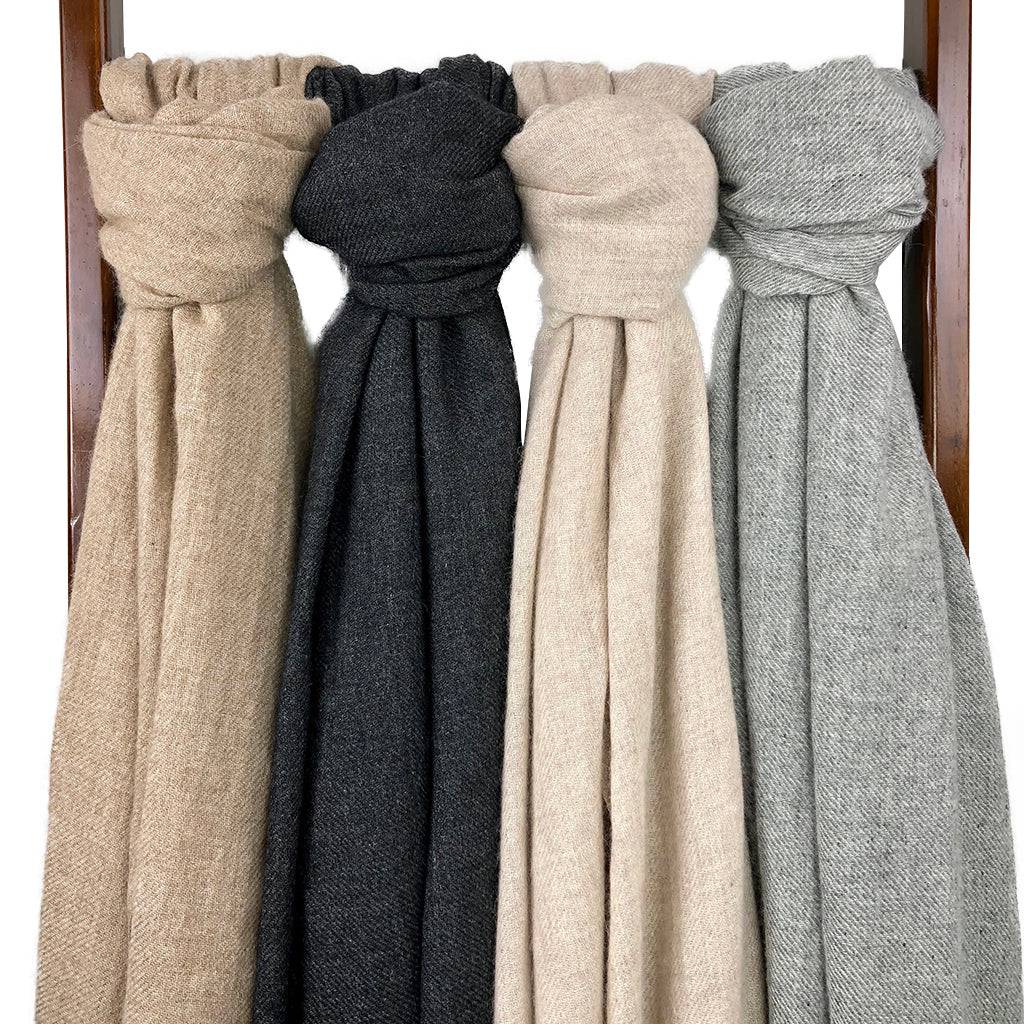 Beige Handloom Cashmere Scarf by SLATE + SALT - Sumiye Co