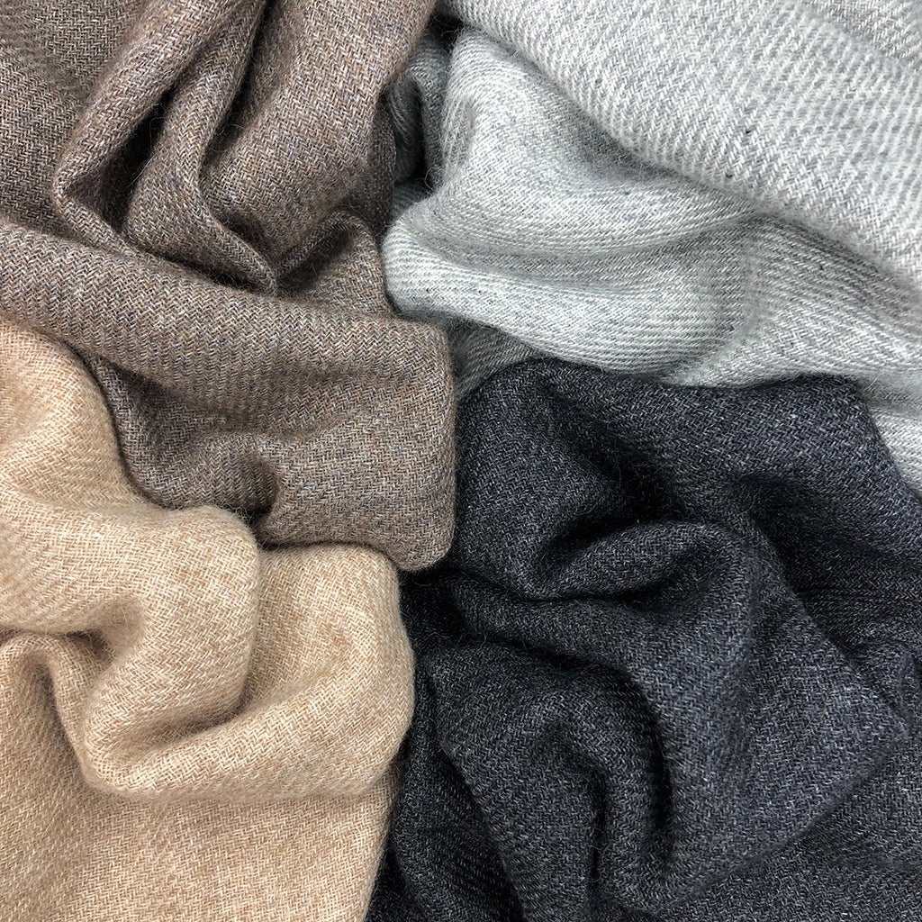 Beige Handloom Cashmere Scarf by SLATE + SALT - Sumiye Co