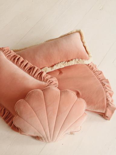 Pillow with Frill “Apricot” Soft Velvet | Kids Room & Nursery Decor