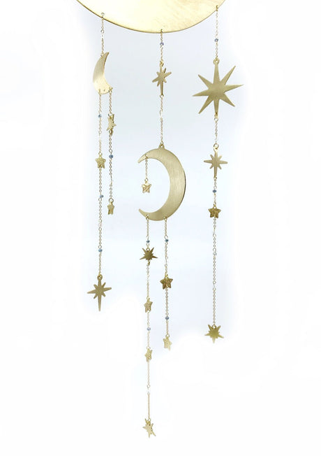 Starry Night Celestial Moon and Star Dreamcatcher - Sumiye Co