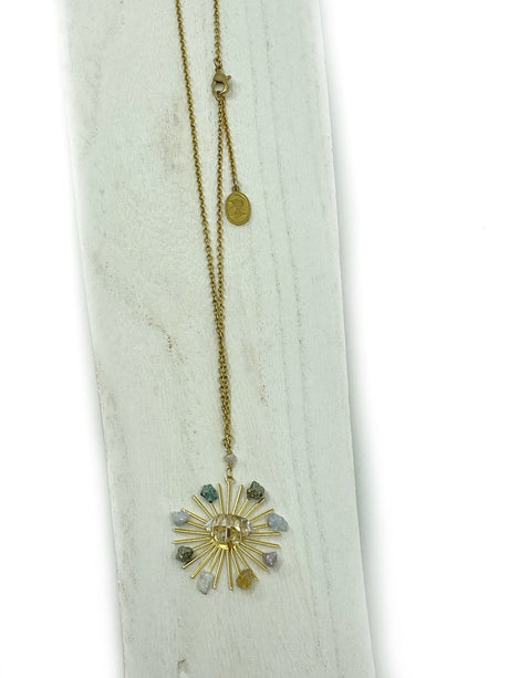 Sunburst Crystal Grid Necklace - Sumiye Co