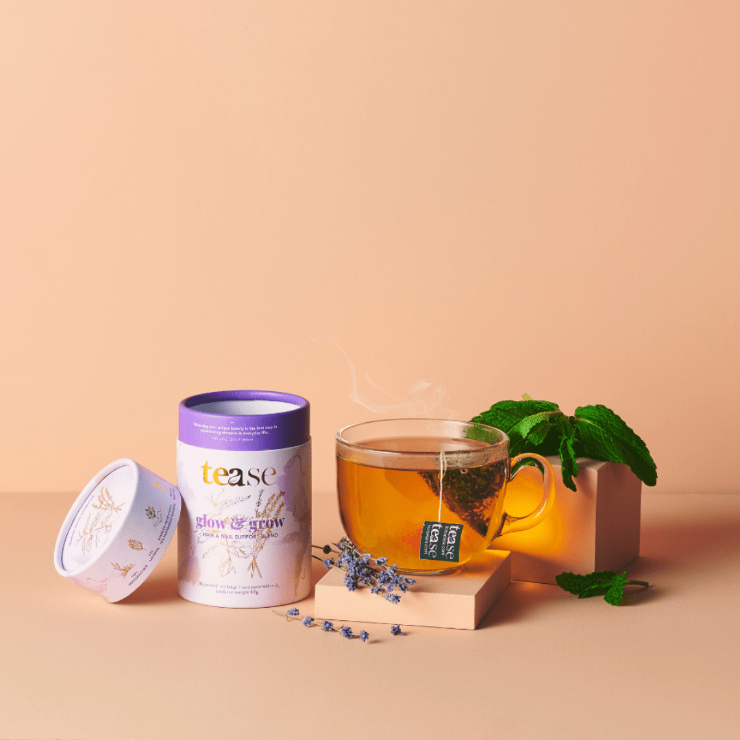 Tease Tea tube-refill > wellness > biodegradable > tea > hair tea > skin tea > nettle Glow & Grow Glow & Grow Tea | Hair & Nail Support - Tease Wellness Blends