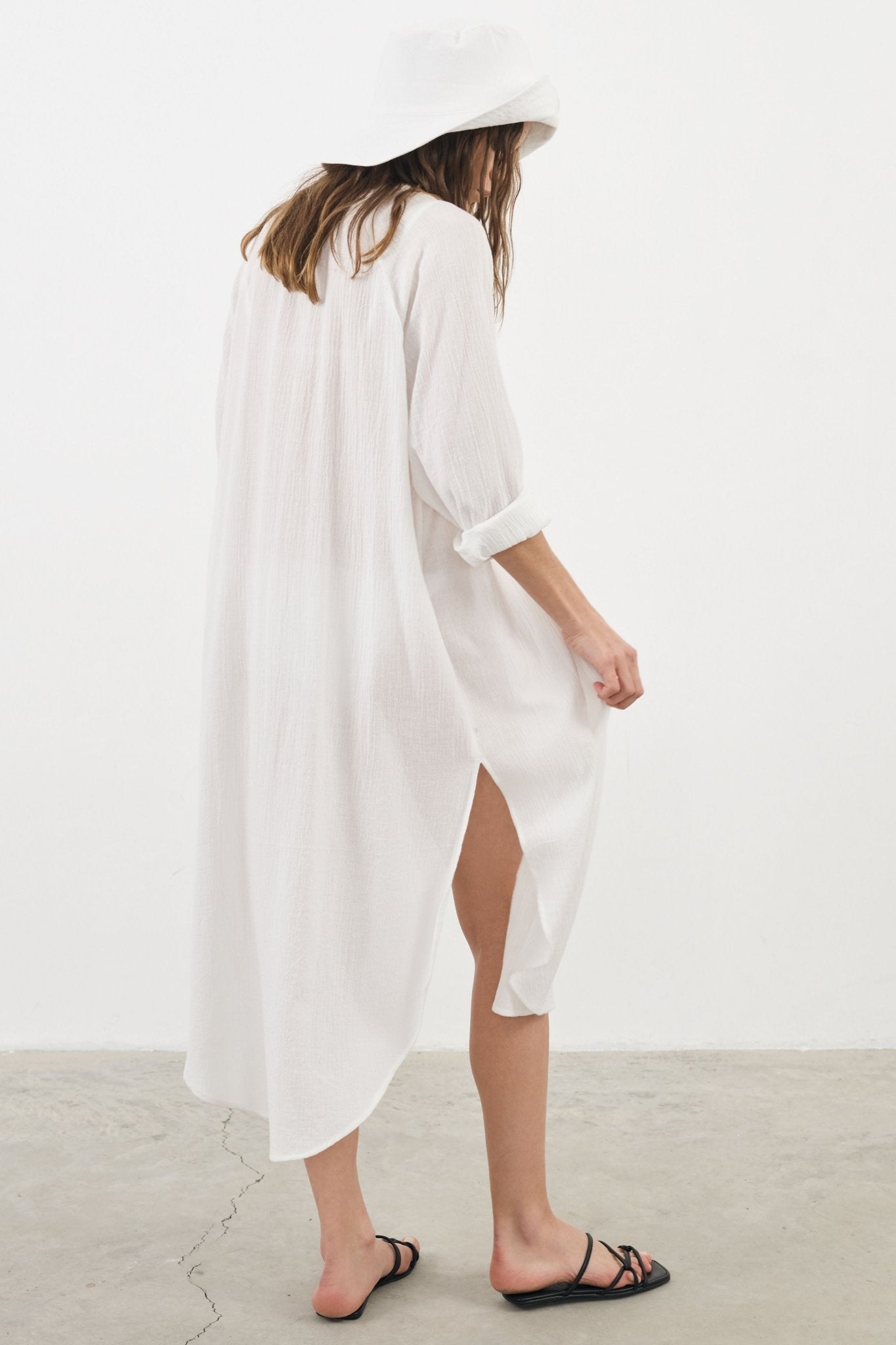 Terra Shirt Dress - White by The Handloom