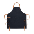 Black apron with brown straps on a white background