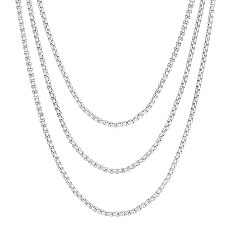 3mm Triple Layer Thin Luciana Box Chain Necklace - Sumiye Co