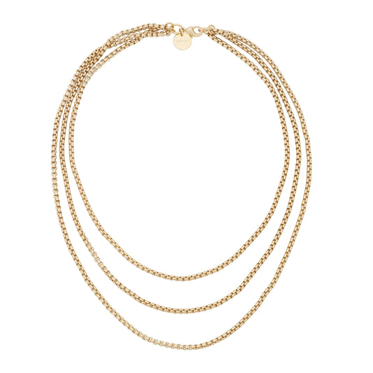 3mm Triple Layer Thin Luciana Box Chain Necklace
