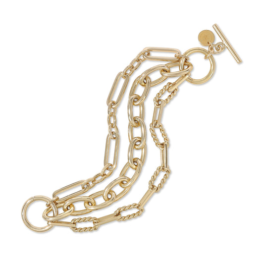 Triple Multi Chain Toggle Bracelet