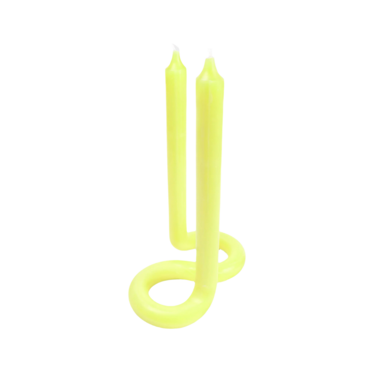 Yellow candle-shaped tent stakes on a white background