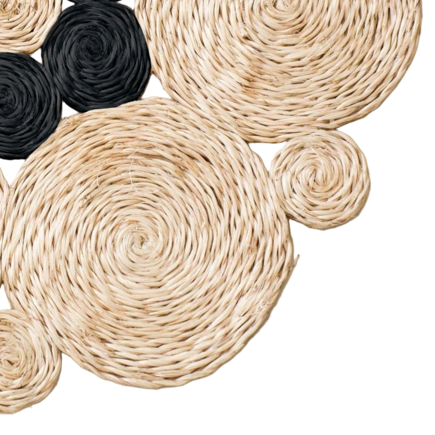 Two-Tone Black and White Discs Braided Placemat - Natural Fiber - Sumiye Co