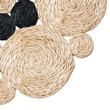 Two-Tone Black and White Discs Braided Placemat - Natural Fiber - Sumiye Co