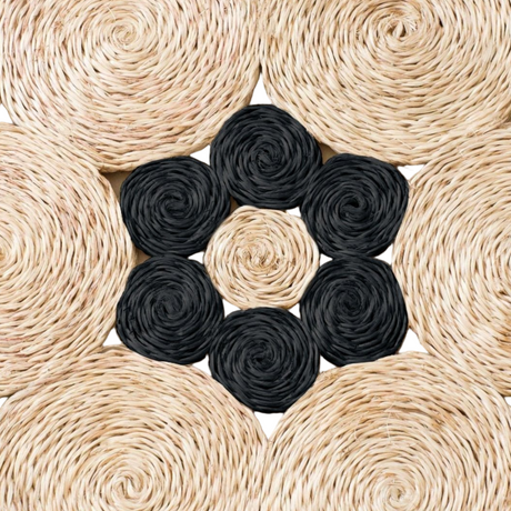 Two-Tone Black and White Discs Braided Placemat - Natural Fiber - Sumiye Co