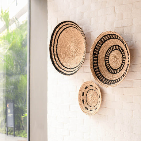 Wall Baskets - Natural + Black Wall Baskets, Large - Woven Wall Baskets | LIKHÂ - LIKHÂ