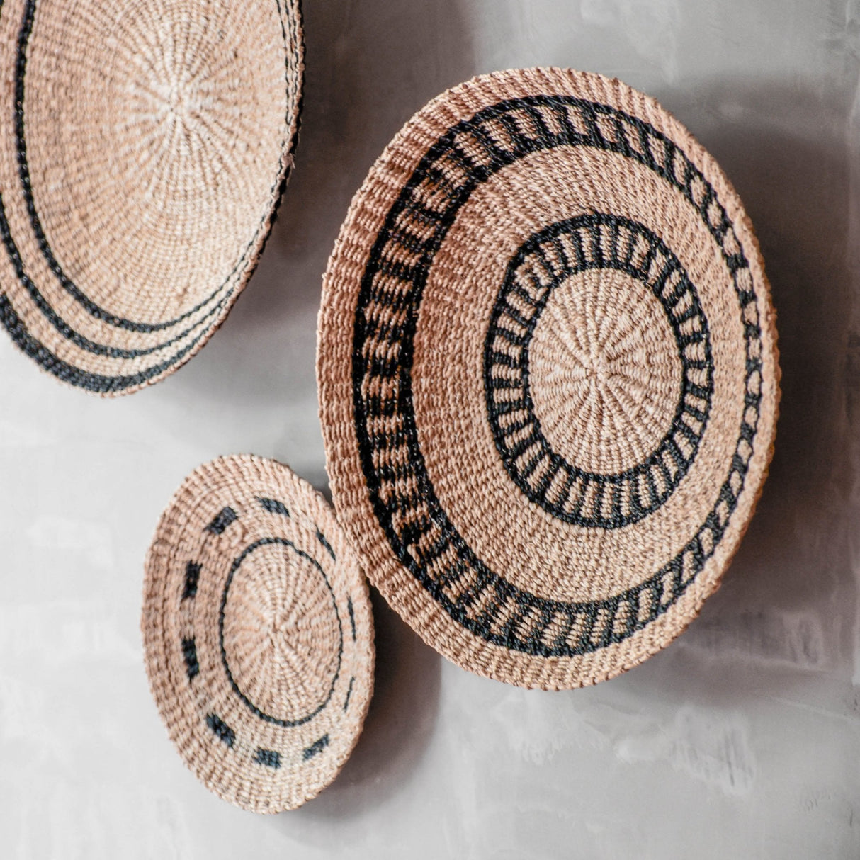 Wall Baskets - Natural + Black Wall Baskets, Large - Woven Wall Baskets | LIKHÂ - LIKHÂ