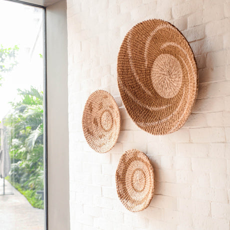 Wall Baskets - Natural + Brown Wall Baskets, Large - Round Wall Baskets | LIKHÂ - LIKHÂ