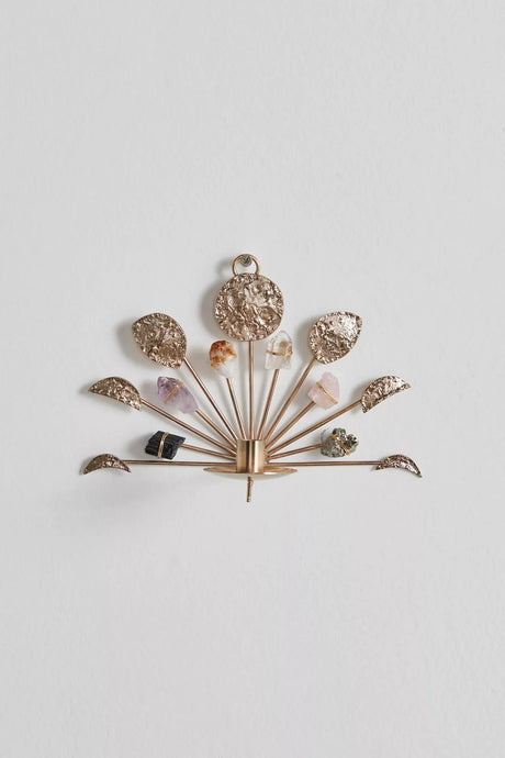 Wall Mount Candle Holder Lunar Healing Crystal Grid - Sumiye Co