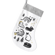 White stocking with black cat illustrations on a white background
