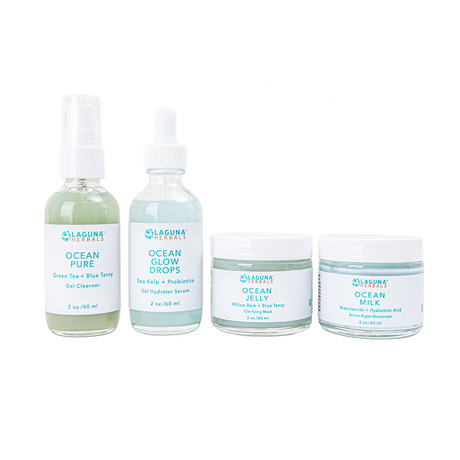 Set of skincare products from Laguna Herbals on a white background