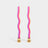 Two wavy, multicolored candles with gold bases on a light gray background