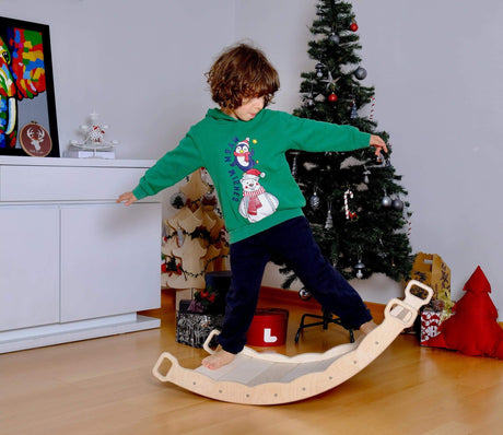 XL Wooden Balance Board for Toddlers Montessori Balance Toy with Pillow-0