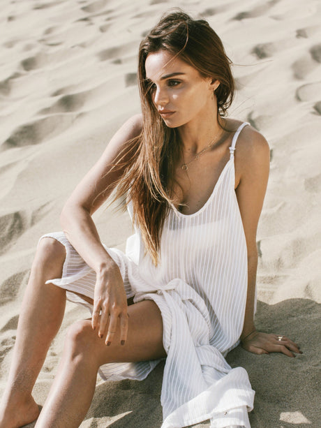Yaz Dress - White Stripes - Sumiye Co