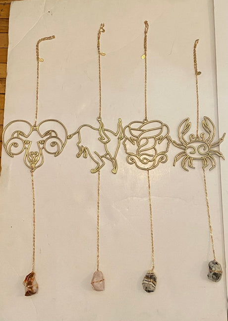 Zodiac Silhouette and Crystal Wall Hanging - Sumiye Co