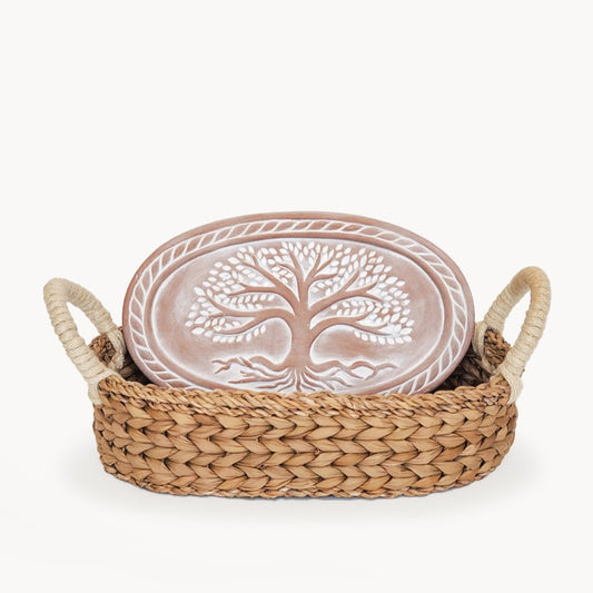 Bread Warmer & Basket - Tree of Life Oval-0