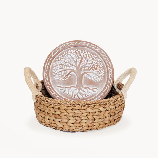 Bread Warmer & Basket - Tree of Life Round-0