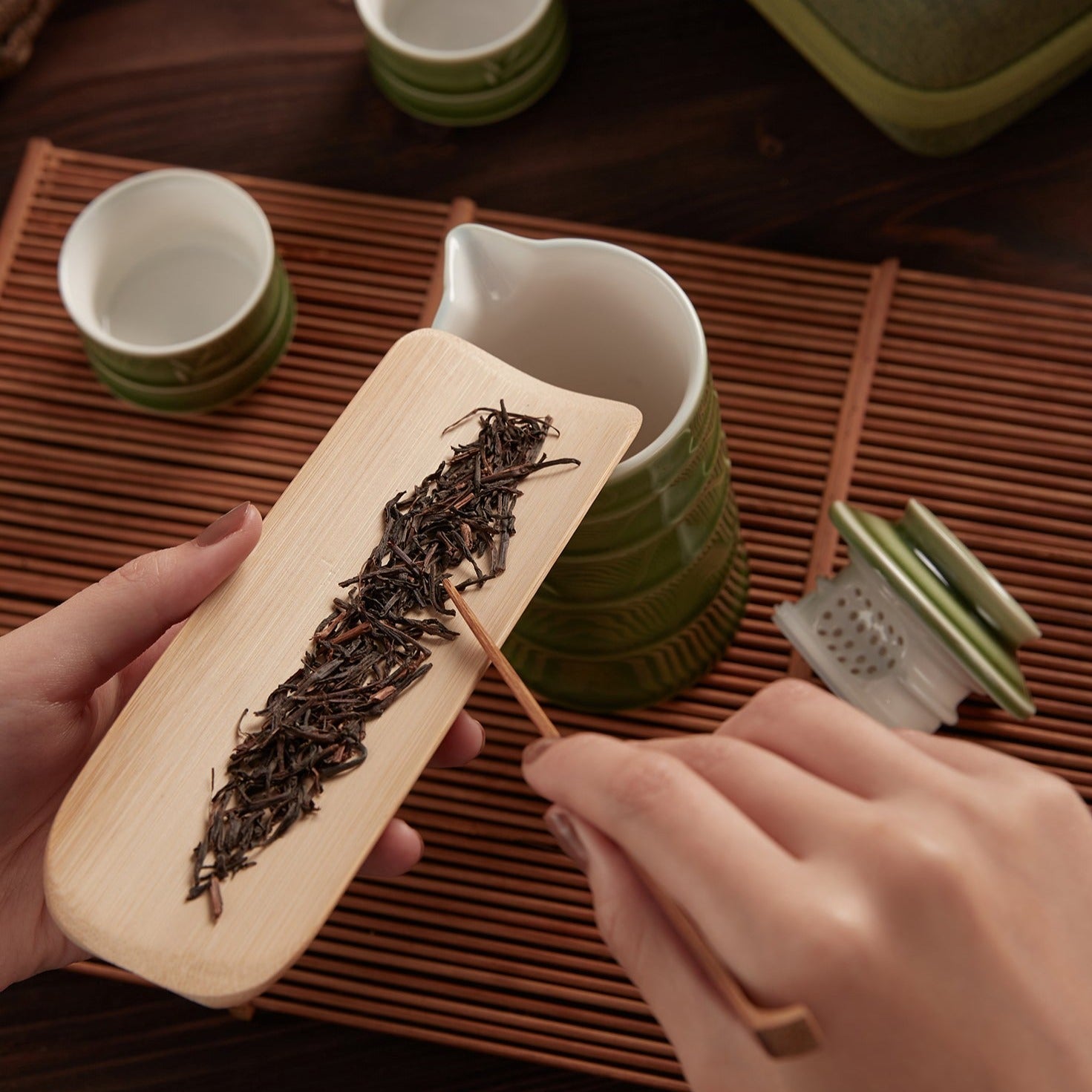 Bamboo Tea Set ( 1 Pot with 2 Cups )-12