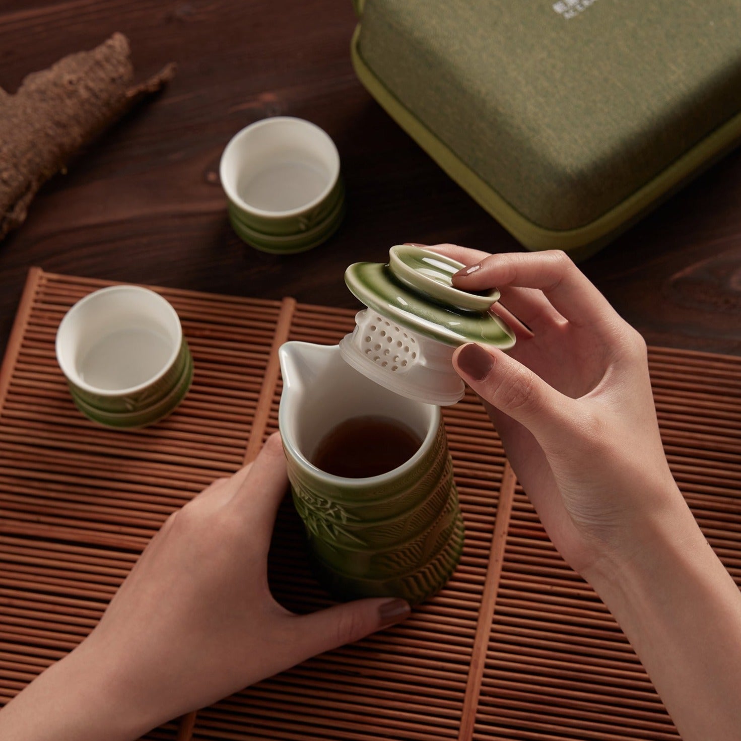 Bamboo Tea Set ( 1 Pot with 2 Cups )-15