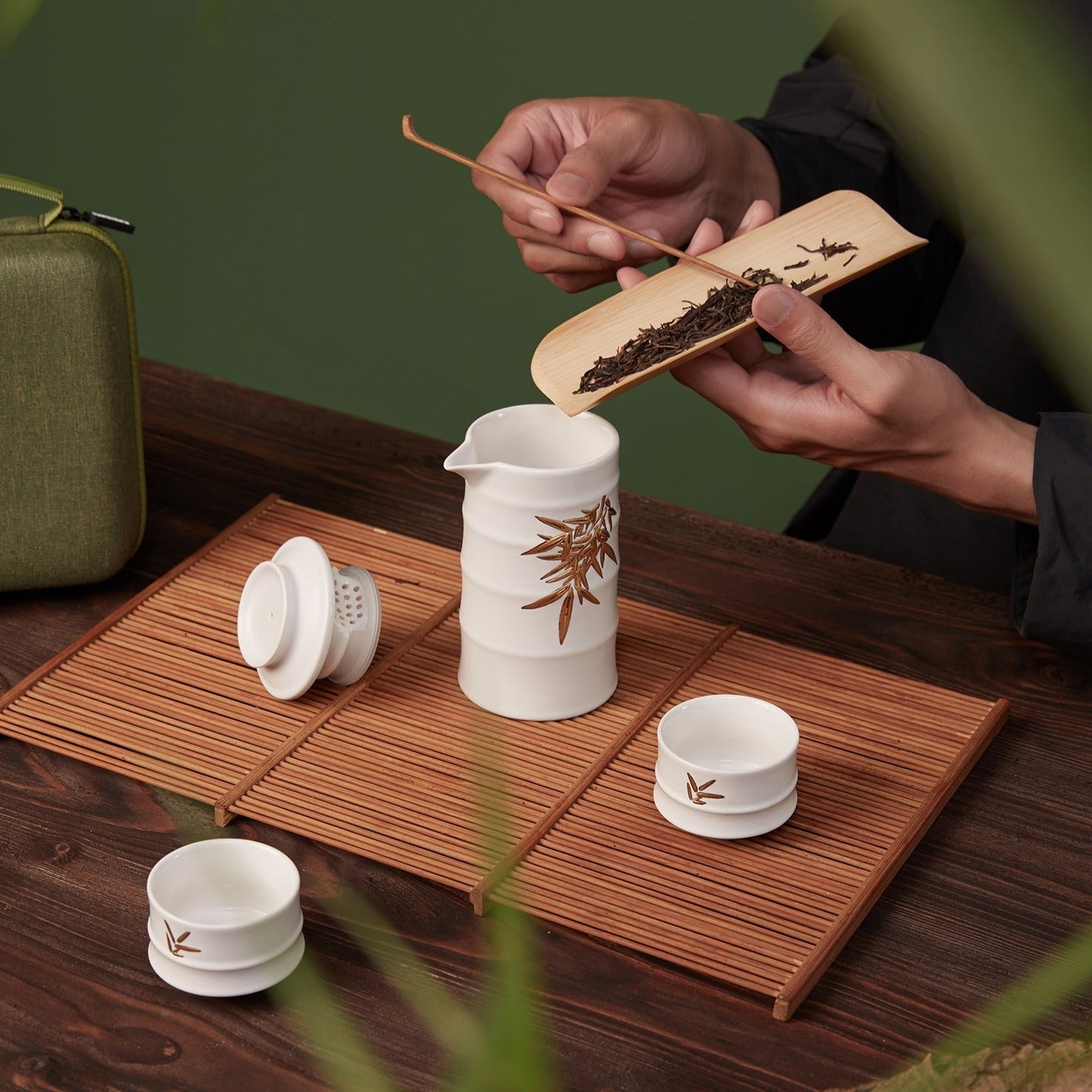 Bamboo Tea Set ( 1 Pot with 2 Cups )-8