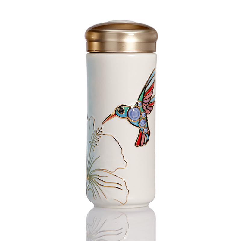 Ceramic Travel Mug | Hummingbird - Hand Painted (12 oz) -2