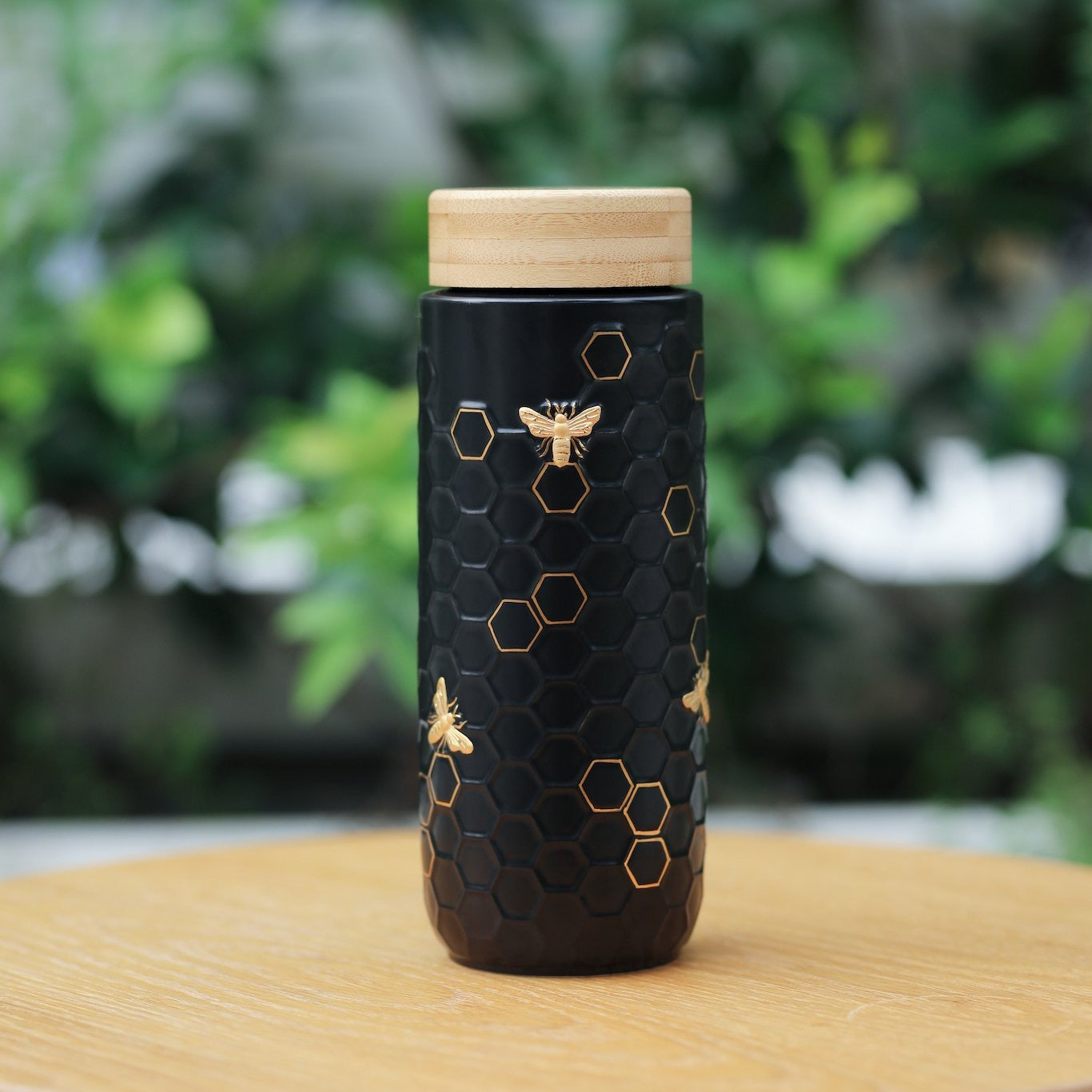 Ceramic Travel Mug | Honey Bee  - Hand Painted Gold (16 oz)-15