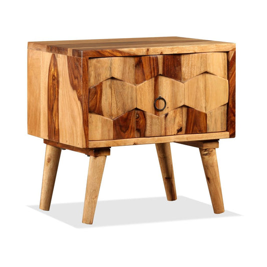 Bedside Cabinet with 1 Drawer Solid Sheesham Wood-0
