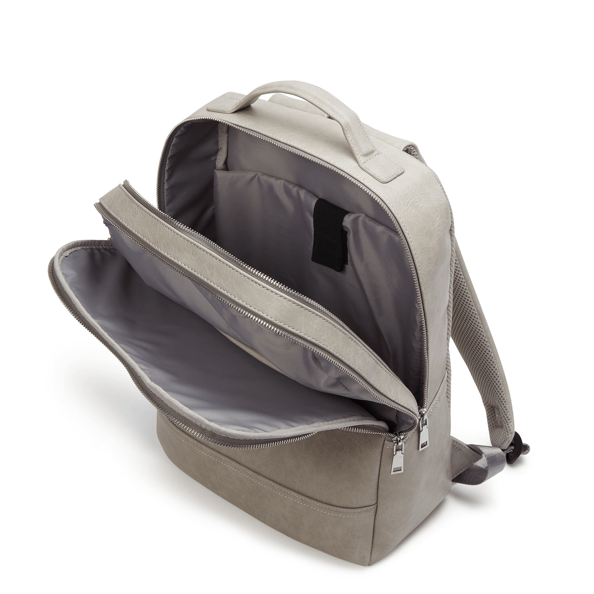 Grey Laptop Backpack | Vegan Leather-5